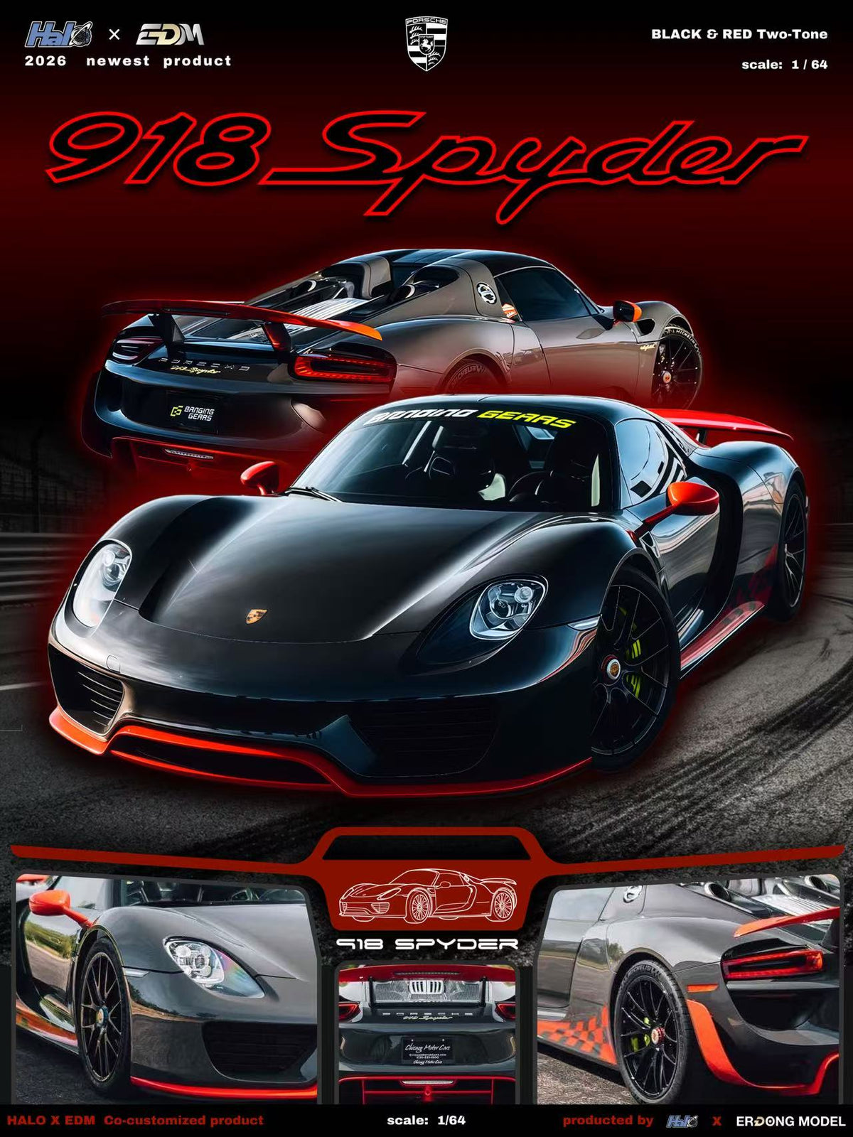 [Preorder] Halo X EDM 1:64 918 Spyder Black & Red Two-Tone
