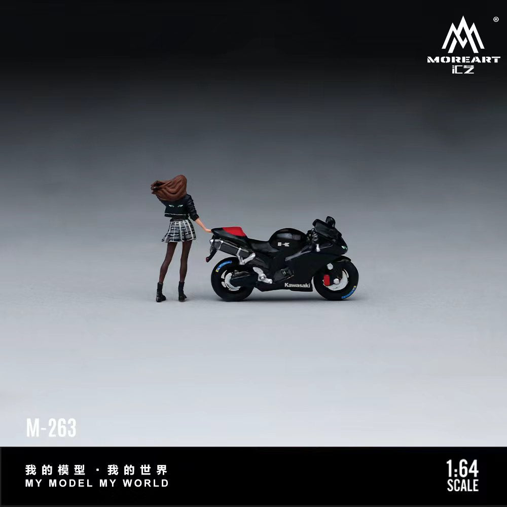 [Preorder] MoreArt 1:64 Kawasaki Night Fury Livery Motorcycle & Lady Figure Set MO222263