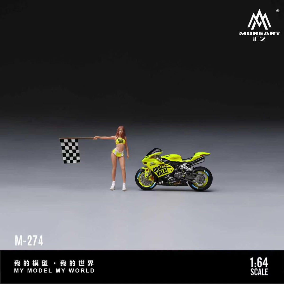 [Preorder] MoreArt 1:64 GRAZIEVALE! CHECKERED FLAG RACE OUEEN & RACING BIKE SET MO222274