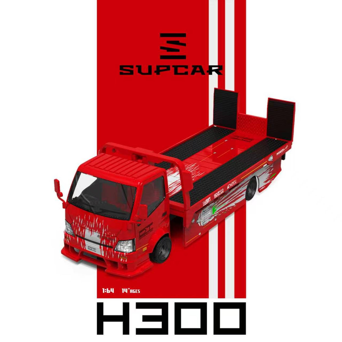[Preorder] SUPCAR 1:64 H300 Flatbed Transport Trailer Fast & Furious Red Gladiator Livery SC647257