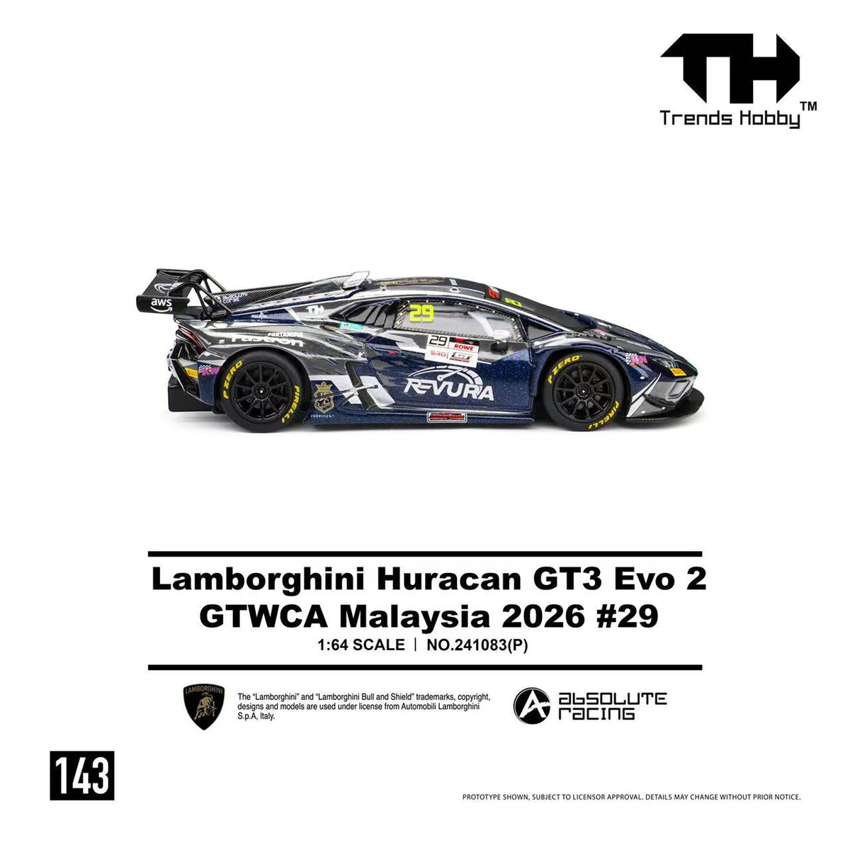 [Preorder] Trends Hobby 1:64 Lamborghini Huracan GT3 EVO2 - GTWCA 2026 29# 241083(P)
