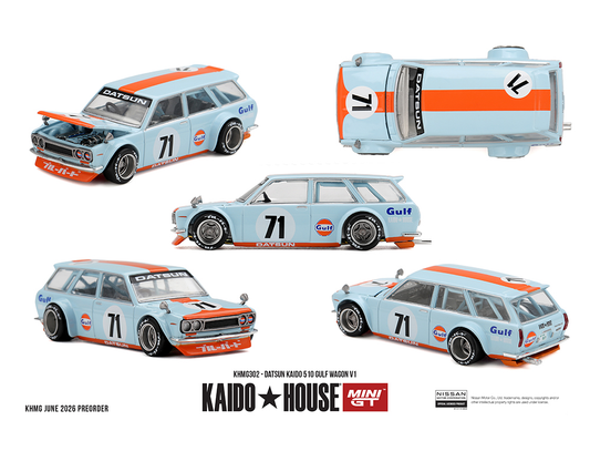 [Preorder] Kaido House x Mini GT 1:64 Datsun KAIDO 510 GULF Wagon V1 – Limited Edition KHMG302