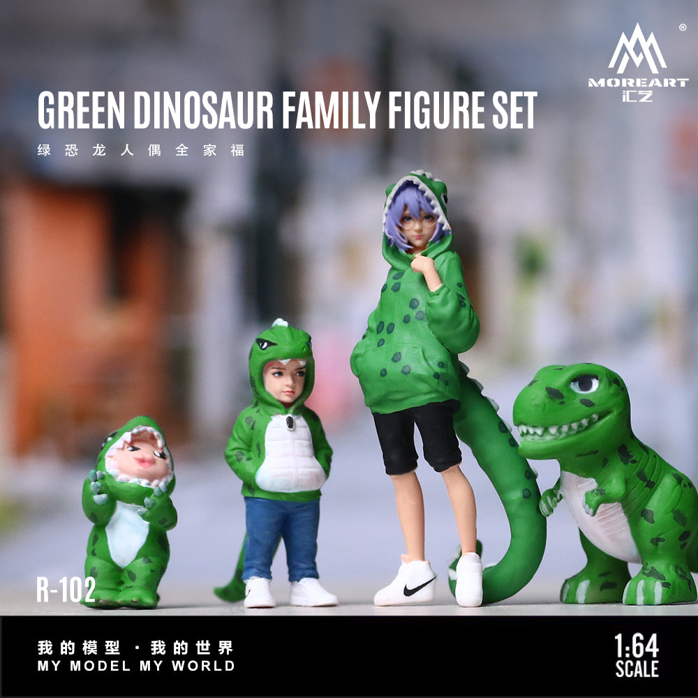 [Preorder] MoreArt 1:64 Green Dinosaur Family Figure Set MO223102