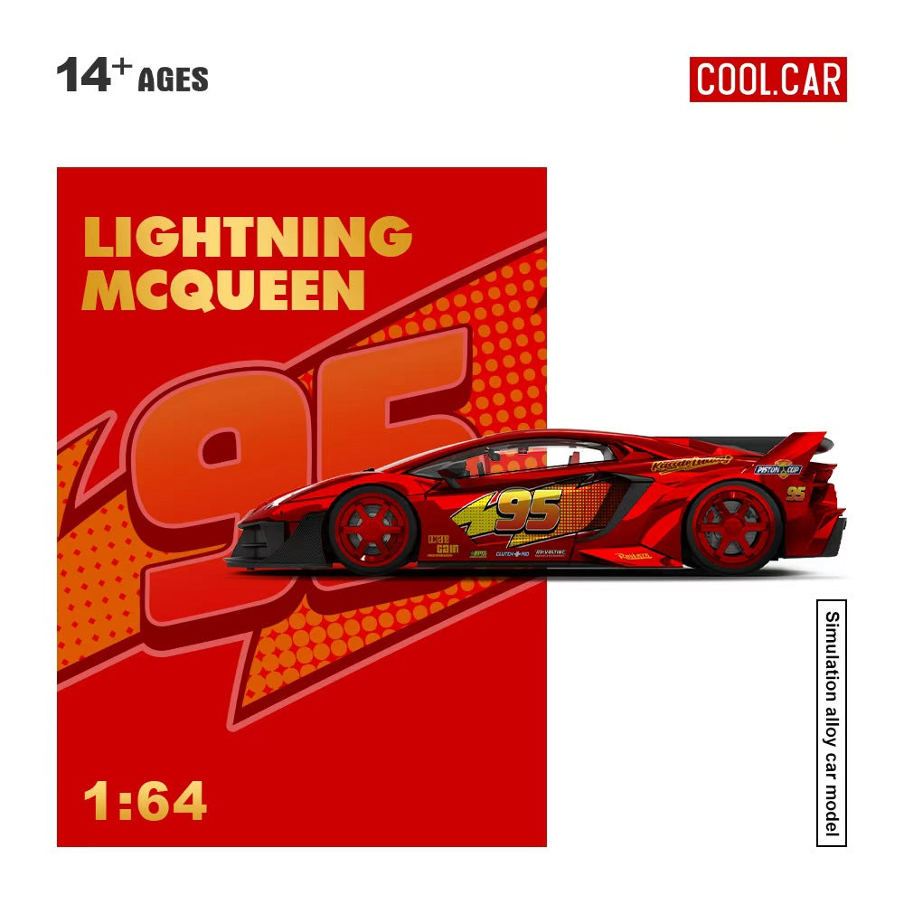 [Preorder] Cool Car 1:64 Lamborghini AVENTADOR GTEVO Lighting Mcqueen Metallic red CC643832