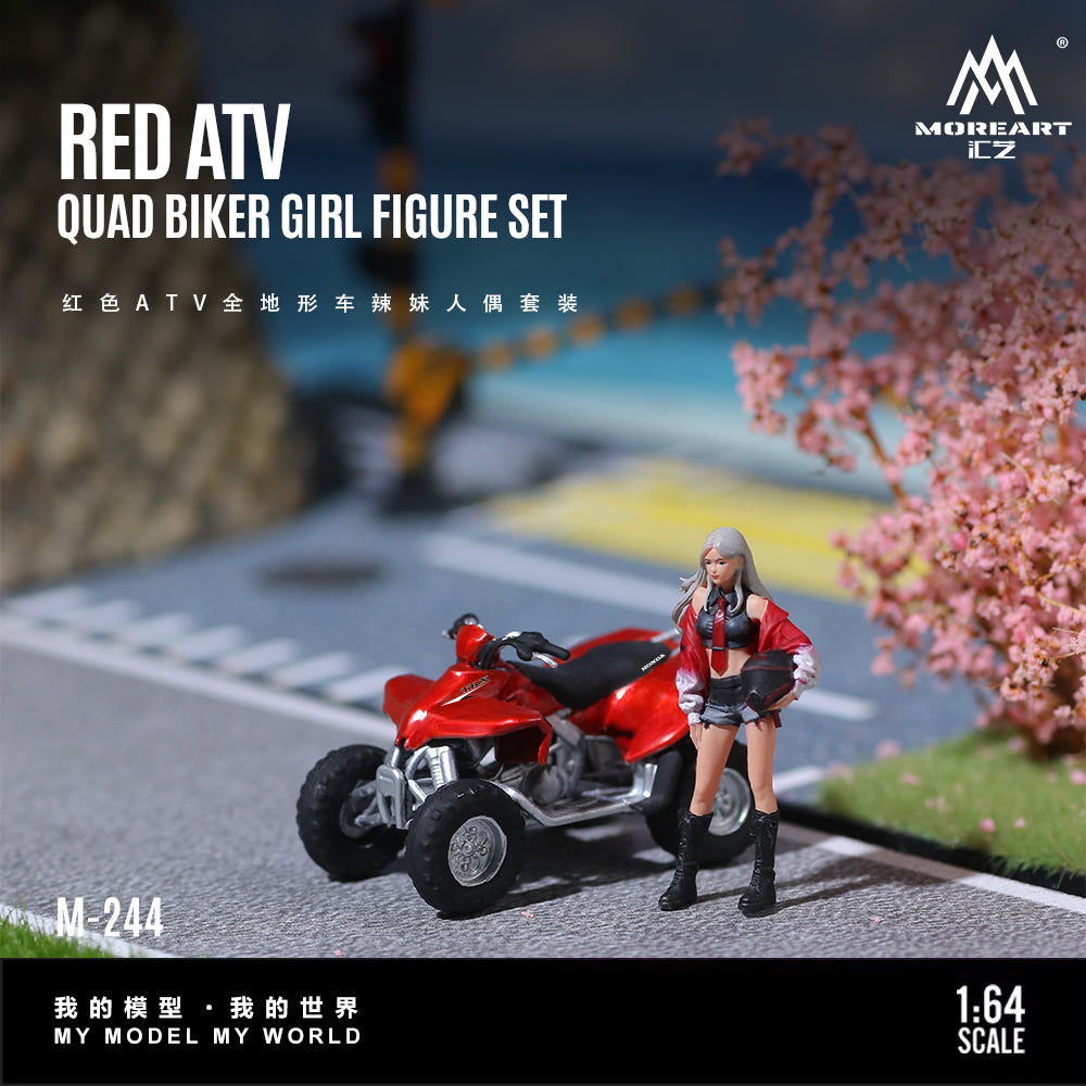 [Preorder] MoreArt 1:64 RED ATVQUAD BIKER GIRL FIGURE SET MO222244
