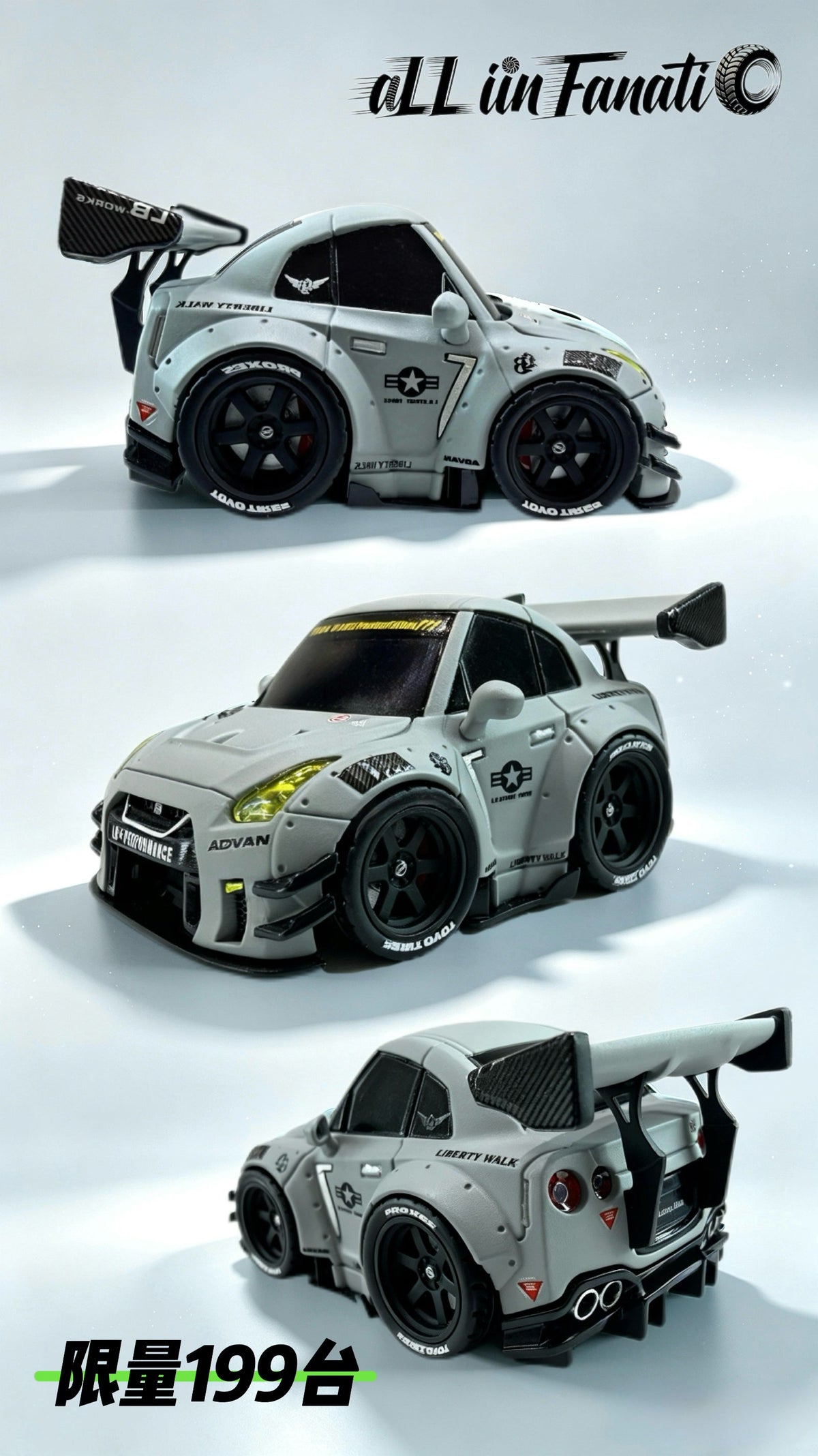 [Preorder] All iin Fanatic 1:64 Q Version LB Widebody GTR35 Type 2 (2 Colours)