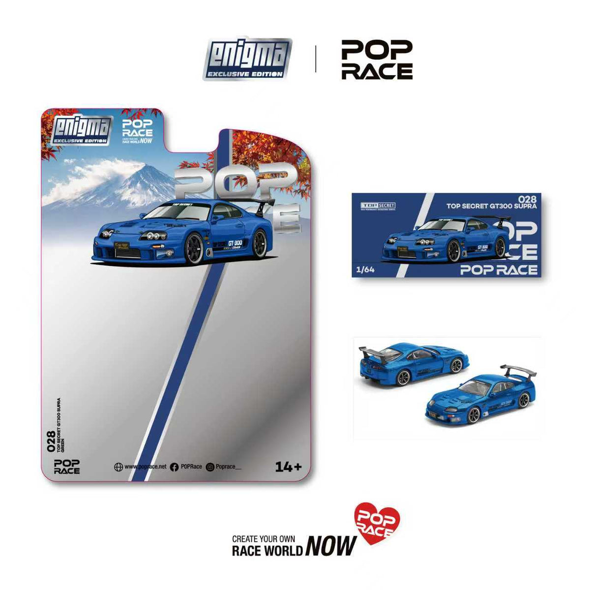 [Preorder] POPRACE x Enigma 1:64 TOYOTA SUPRA GT500 (A80) BLUE PRE028