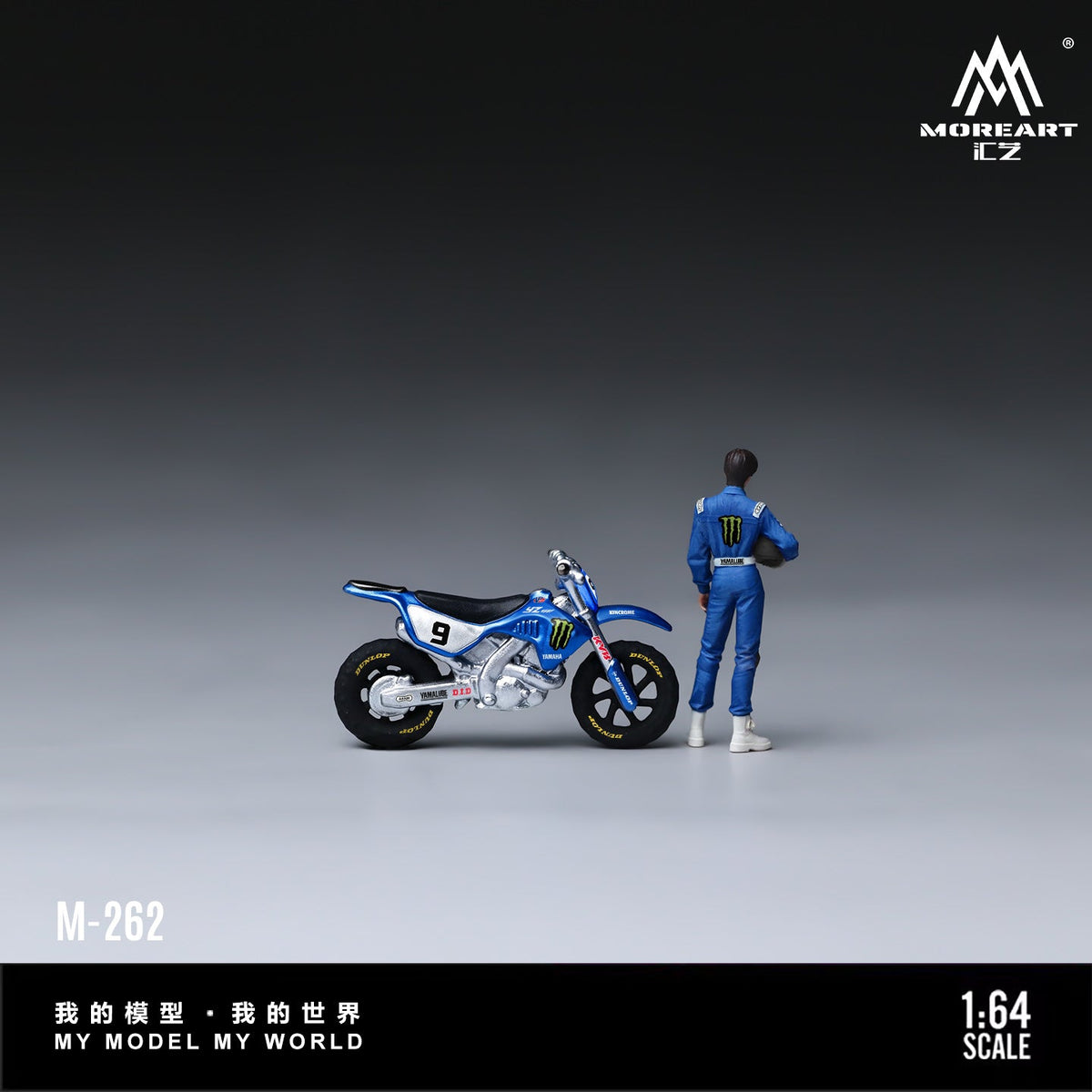 [Preorder] MoreArt 1:64 BLUE MONSTER ENERGY NO. 9 YAMAHA MOTOCROSSMOTORCYCLE WITH RIDER FIGURE SET
