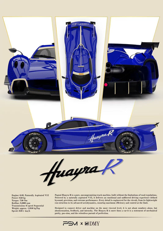 [Preorder] PSM & DMY 1:64 Huayra R "Sea Salt" Blue Full Carbon