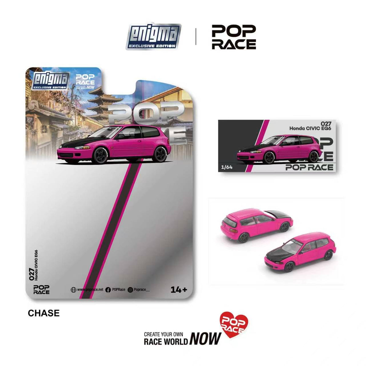[Preorder] POPRACE x Enigma 1:64 HONDA CIVIC EG6 PINK PRE027