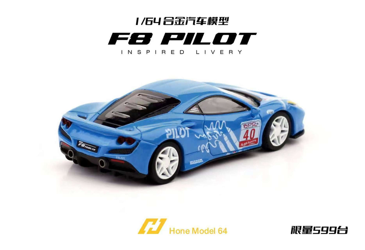 [Preorder] Hone Model 1:64 Supercar F8 Tributo Blue PILOT Livery