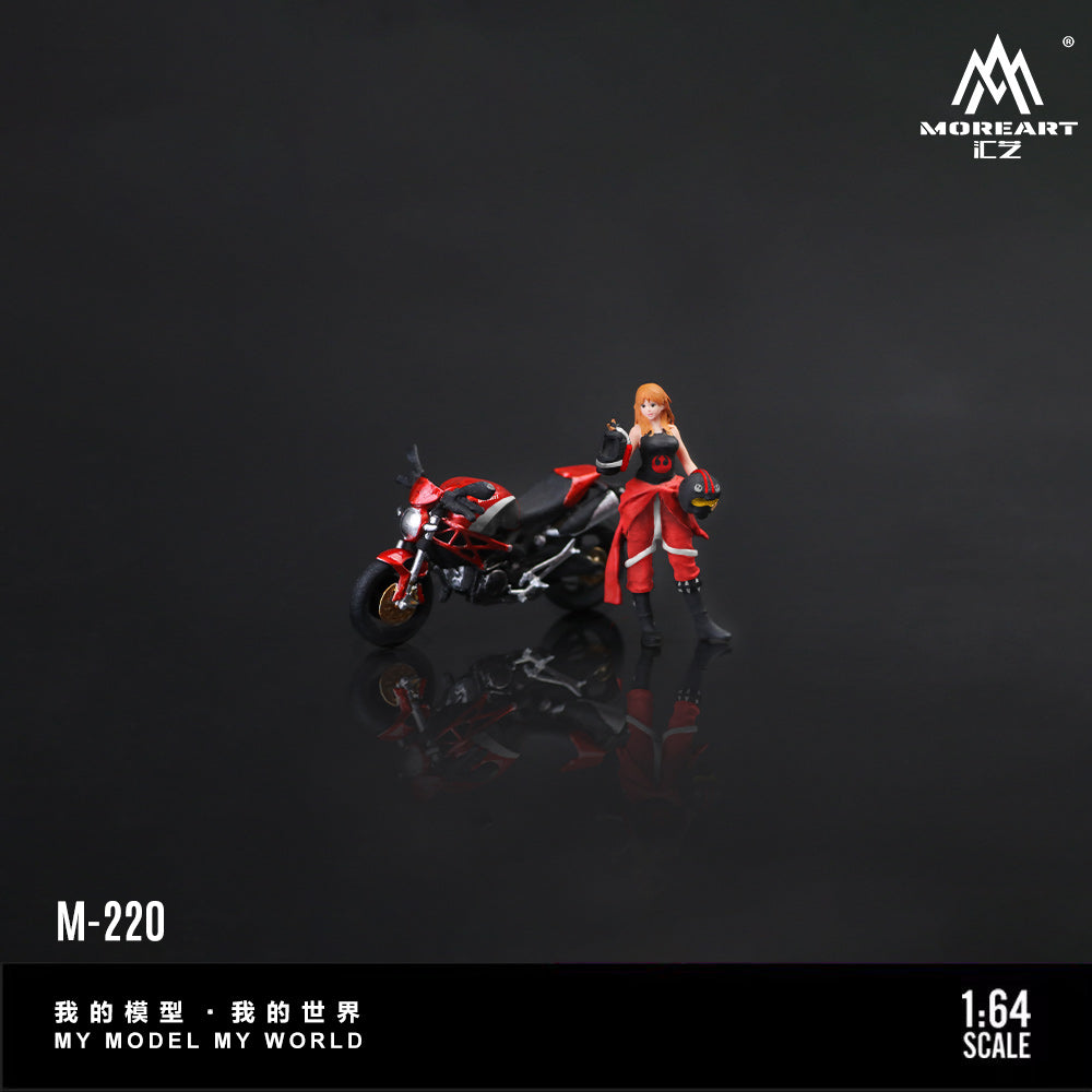 MoreArt 1:64 DUCATI MONSTER 696 RED AND BLACK COOL GIRL RIDING DOLL MO222220