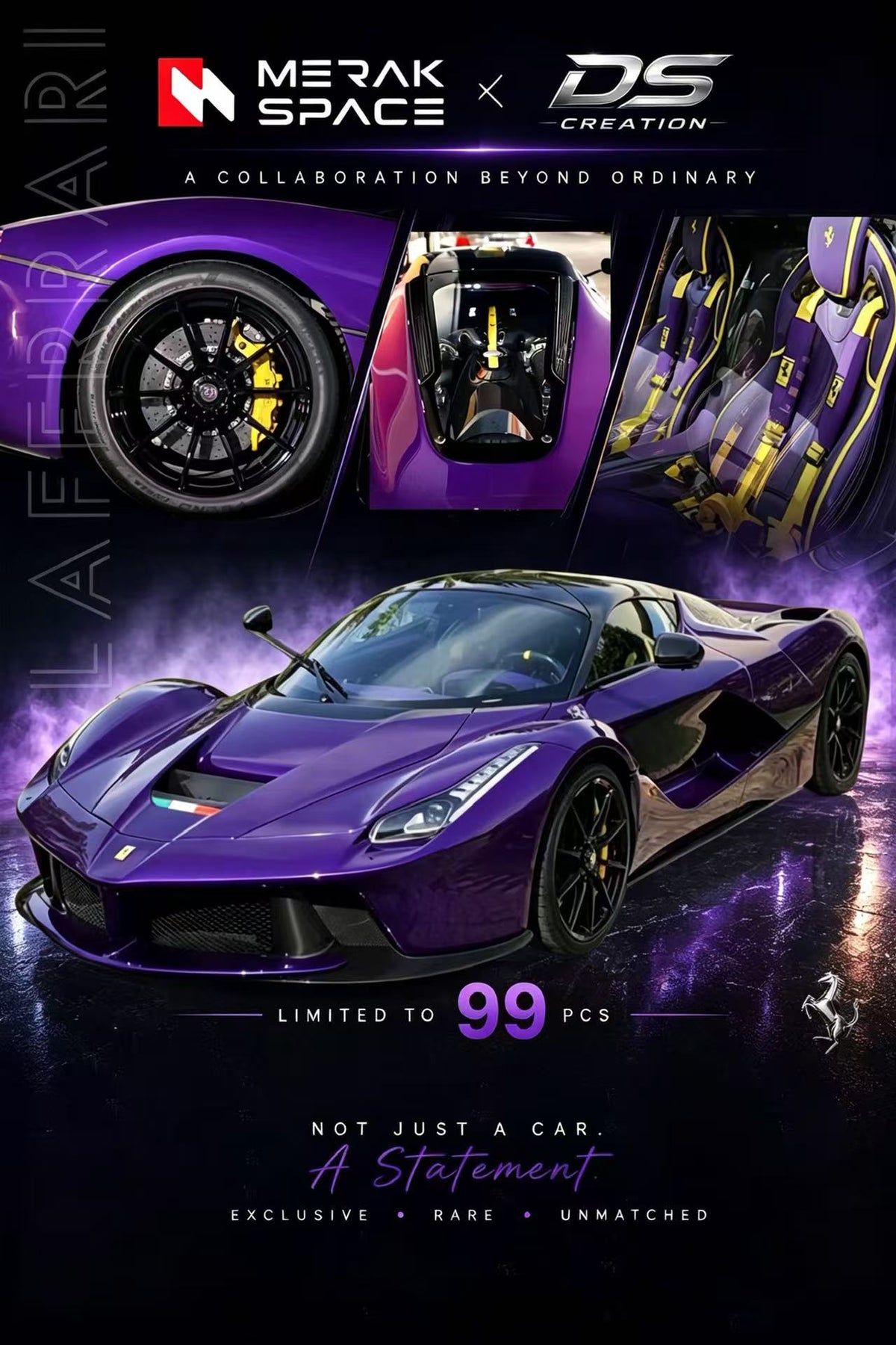 [Preorder] Merak Space x DS Creation 1:64 Ferrari Laferrari Viola Alhumaid Purple