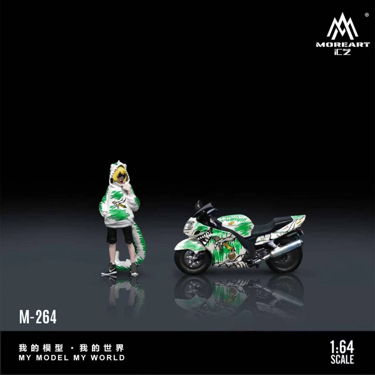 [Preorder] MoreArt 1:64 HONDA CBR 110OXX SKETCH DRAGON GRAFFITI MOTORCYCLE FIGURINE MO222264
