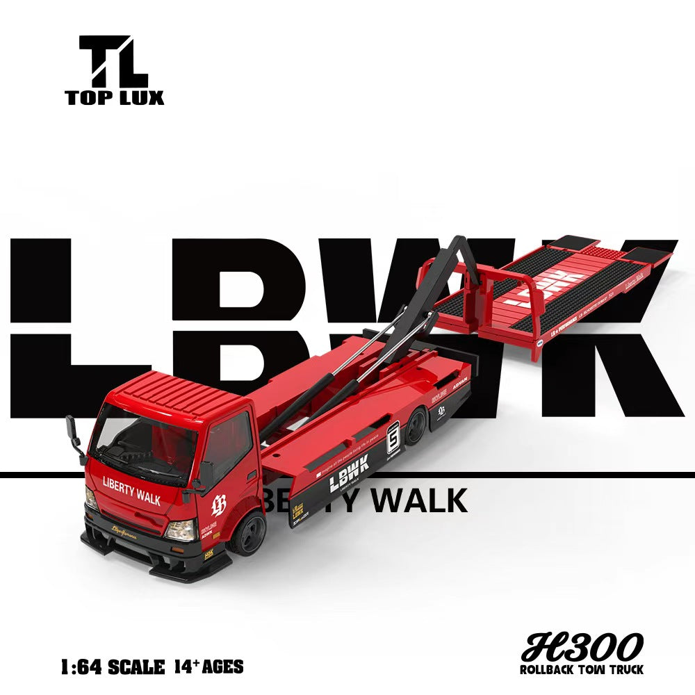 [Preorder] TOP LUX 1:64 Flatbed Transport Trailer H300 Red & Black TL647246
