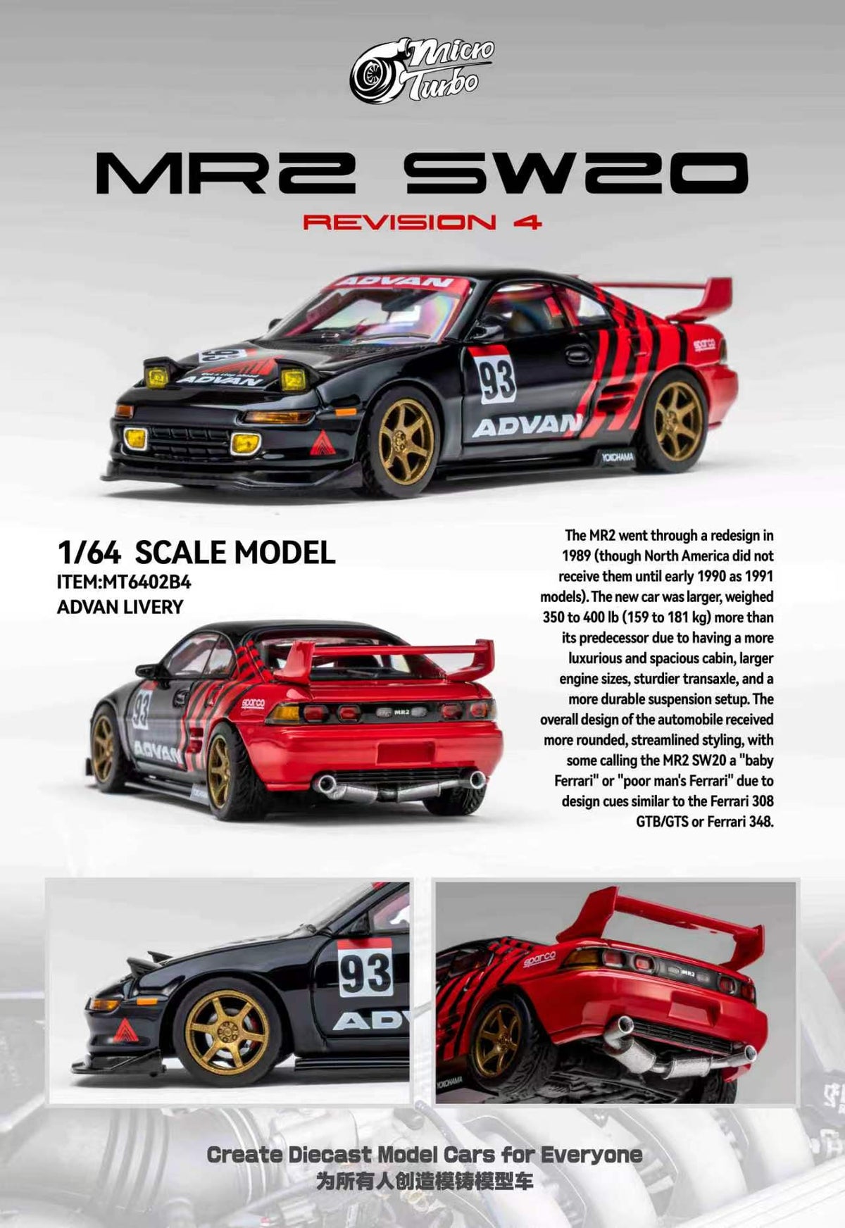 [Preorder] Microturbo 1:64 MR-2 SW20 Advan MT6402B4
