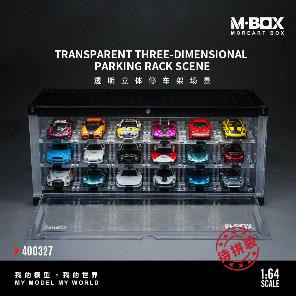 [Preorder] MBOX x PITBOX 1:64 TRANSPARENT THREE-DIMENSIONALPARKING RACK SCENE MB400327