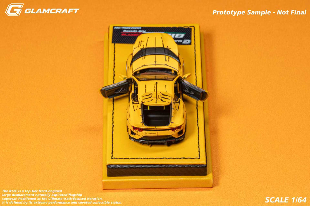 [Preorder] GlamCraft 1:64 Ferrari 812C GT Full Open - Sketch Yellow