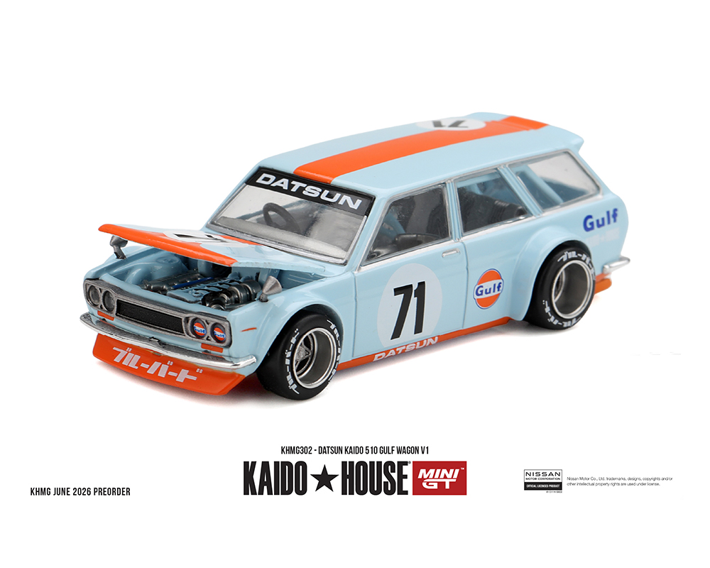 [Preorder] Kaido House x Mini GT 1:64 Datsun KAIDO 510 GULF Wagon V1 – Limited Edition KHMG302