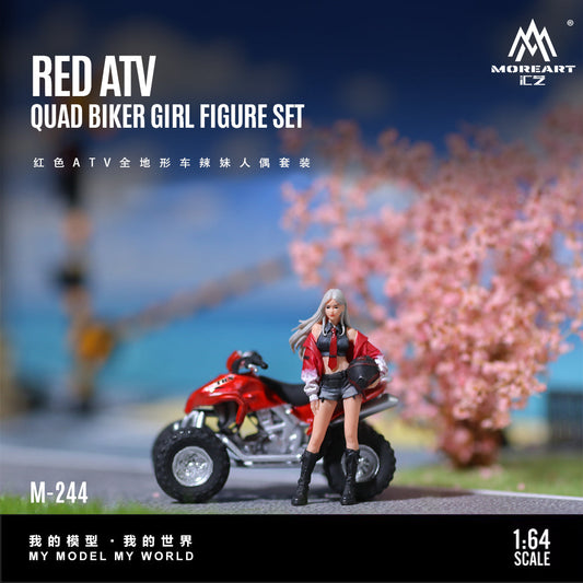 [Preorder] MoreArt 1:64 RED ATVQUAD BIKER GIRL FIGURE SET MO222244