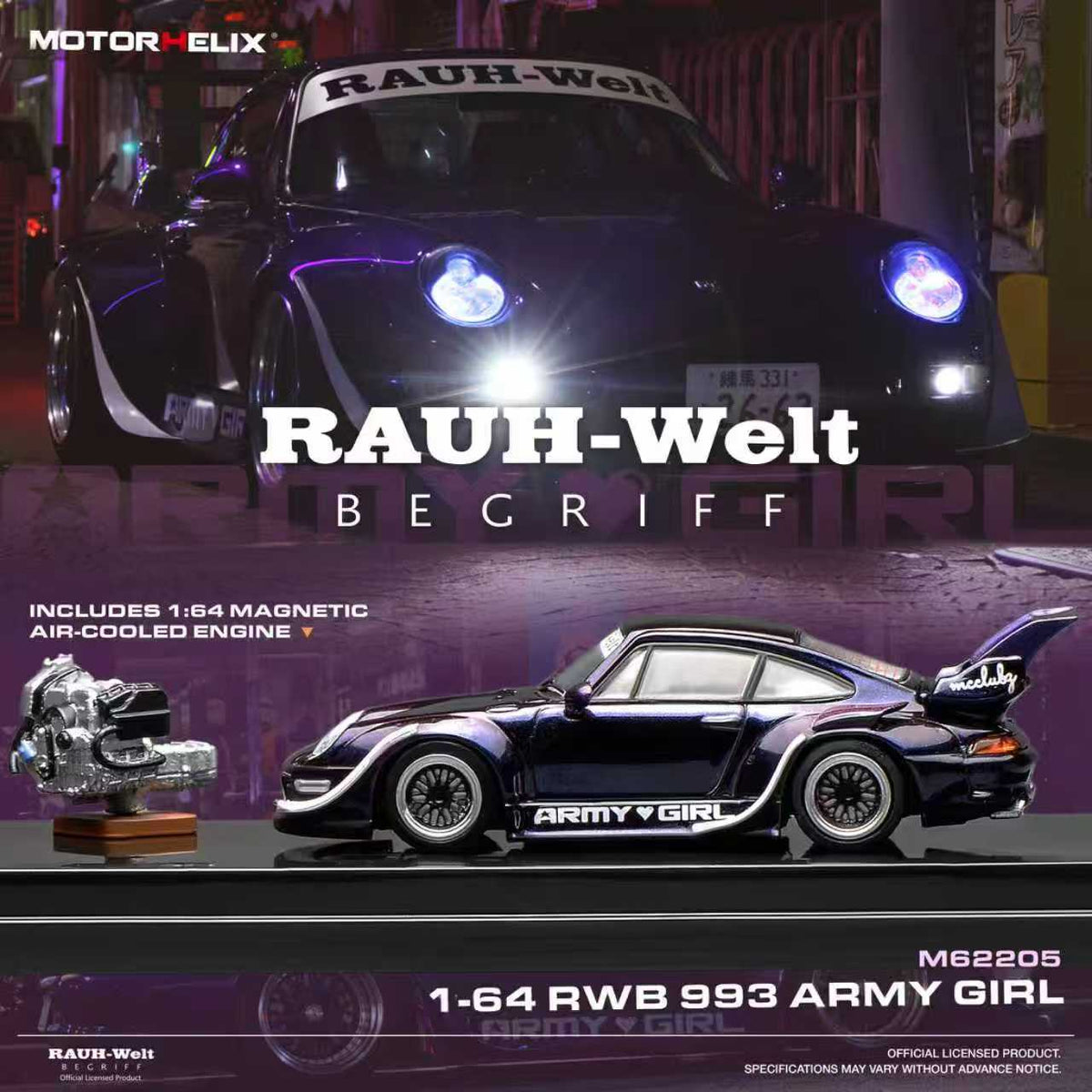 [Preorder] Motorhelix 1:64 Porsche RWB 993 Army Girl M62205