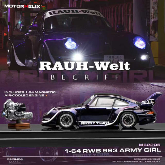 [Preorder] Motorhelix 1:64 Porsche RWB 993 Army Girl M62205