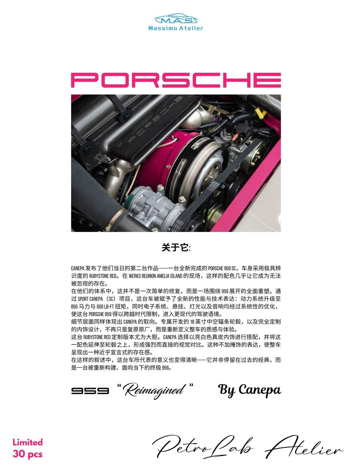 [Preorder] Petrolab 1:64 Porsche 959 Ruby Pink