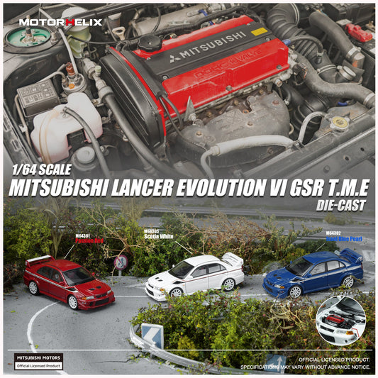 [Preorder] MOTORHELIX 1:64 Mitsubishi Lancer EVOLUTION  VI GSR T.M.E  (3 Colours) M64301/M64302/M64305