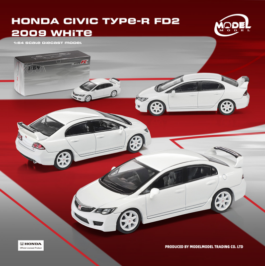 [Preorder] Modelmodel 1:64 Honda Civic Type-R FD2 2009 White MM64-FD2-001A