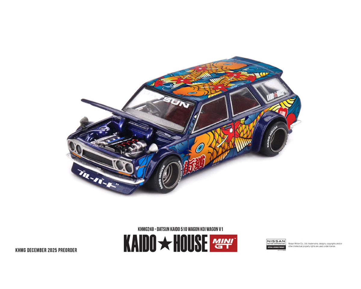 [Preorder] Kaido House x Mini GT Datsun KAIDO 510 Wagon Koi Wagon V1- Blue KHMG248