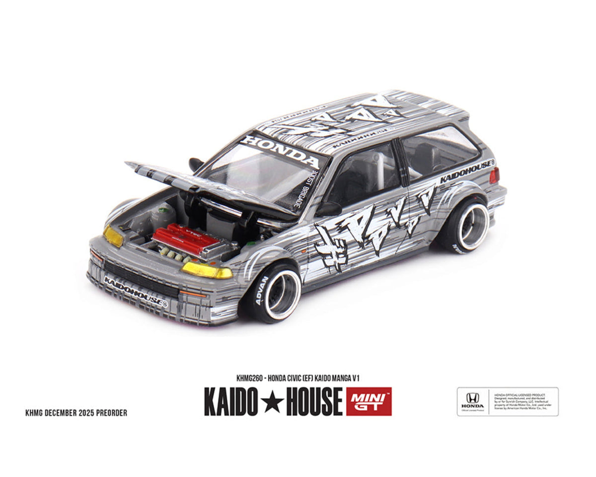 Kaido House x Mini GT Honda Civic (EF) Kaido Manga V1 – Silver KHMG260
