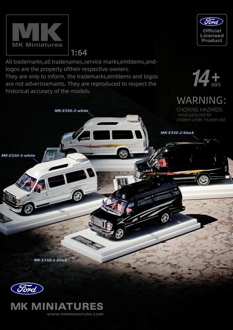 MK Miniatures 1:64 Ford E350 White (2 Colours)