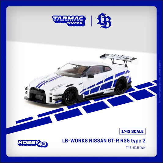 [Preorder] Tarmac Works 1:43 LB-WORKS NISSAN GT-R R35 type 2 White - licensed by Nissan T43-019-WH