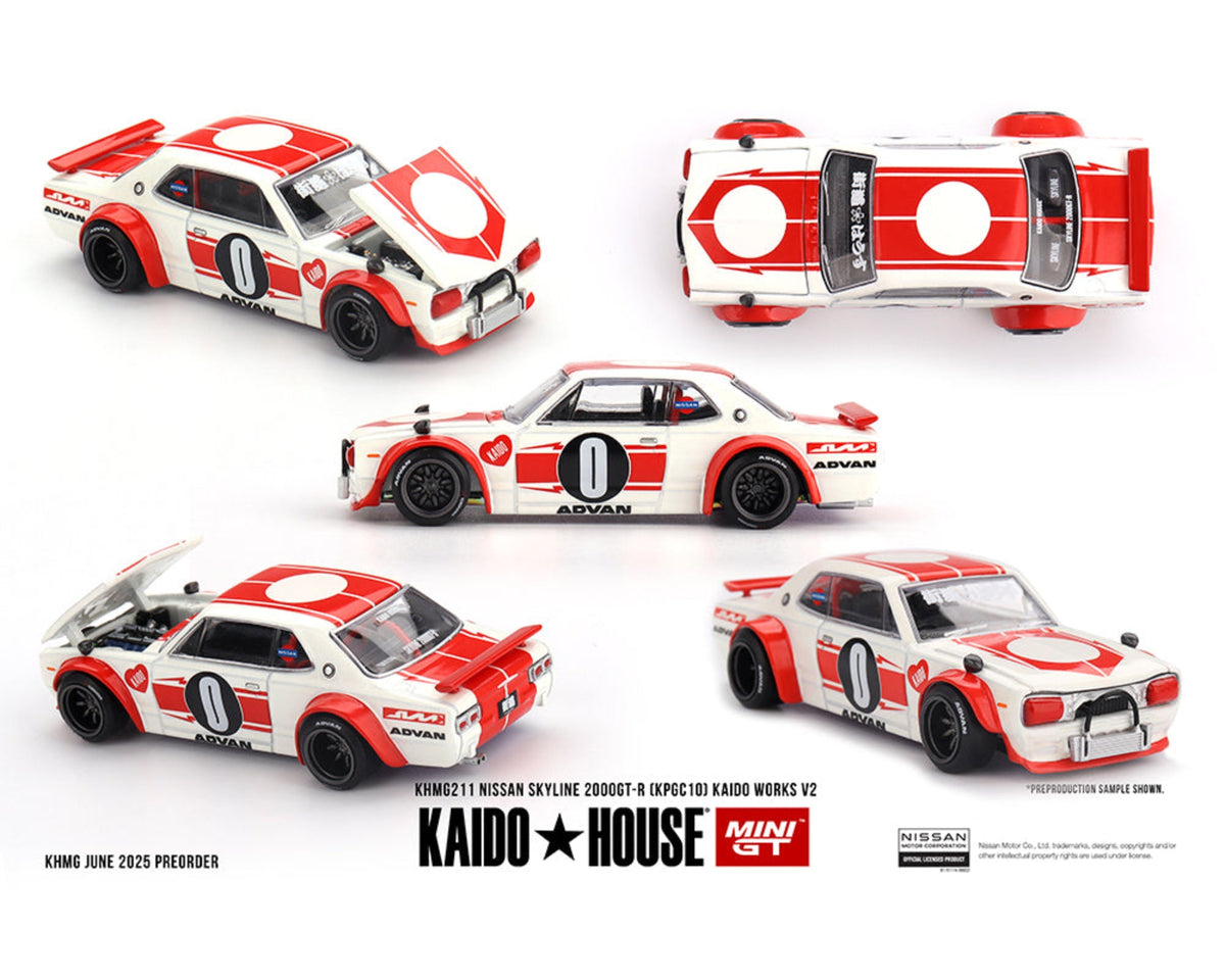 Kaido House x Mini GT 1:64 Nissan Skyline 2000GT-R (KPGC10) Kaido Works V2 – White KHMG211