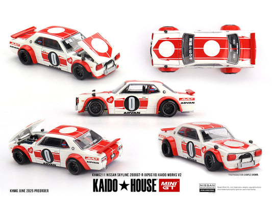 Kaido House x Mini GT 1:64 Nissan Skyline 2000GT-R (KPGC10) Kaido Works V2 – White KHMG211