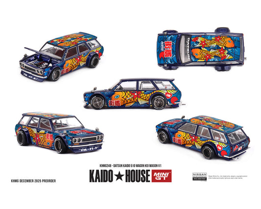 [Preorder] Kaido House x Mini GT Datsun KAIDO 510 Wagon Koi Wagon V1- Blue KHMG248