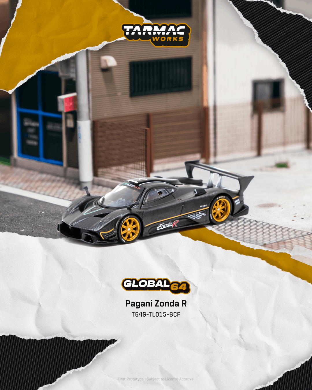 [Preorder] Tarmac Works 1:64 Pagani Zonda R Matte Exposed Carbon Fiber T64G-TL015-BCF