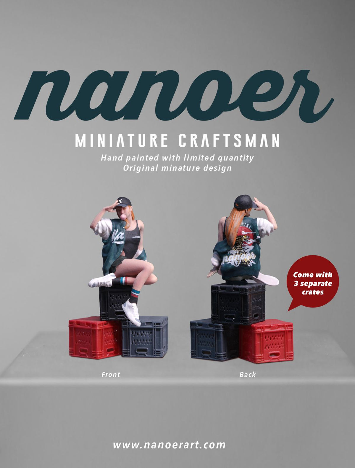 Nanoer 1:64 Bubble Gum girl with 3 crates Black
