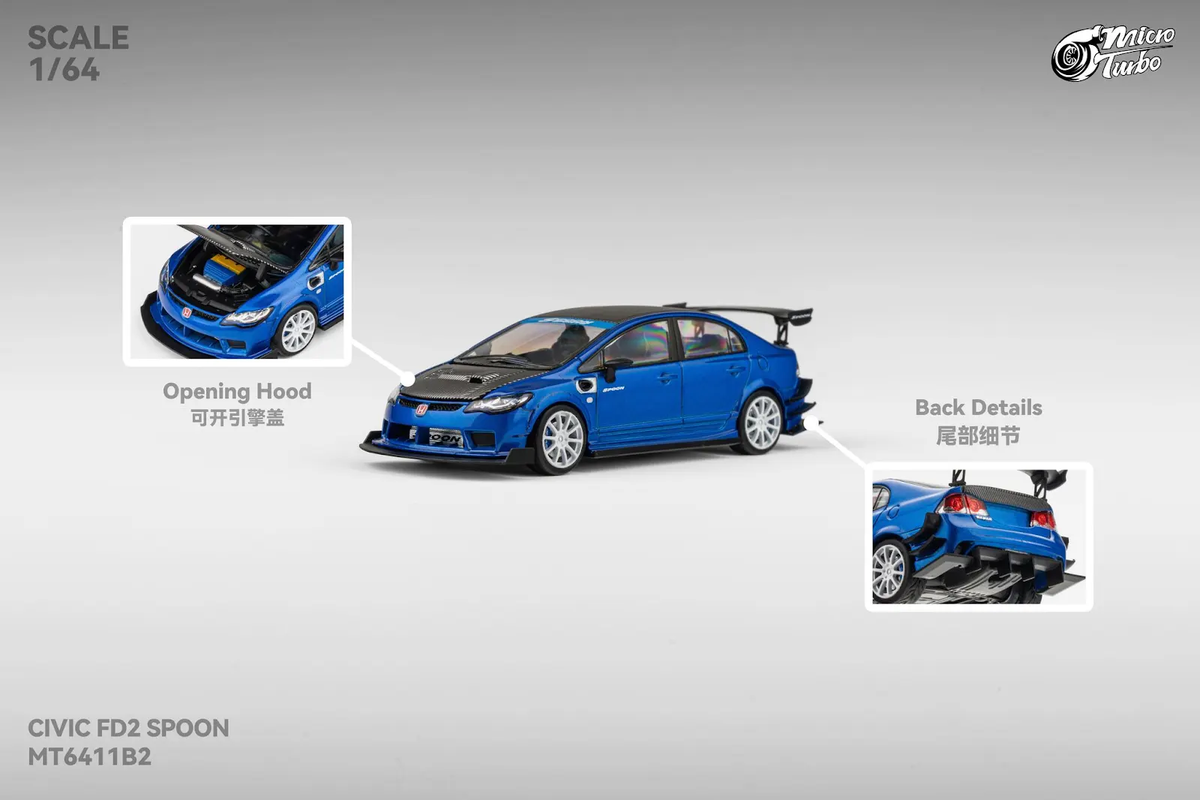 Microturbo 1:64 Custom FD2 Spoon Metallic Blue MT6411B2