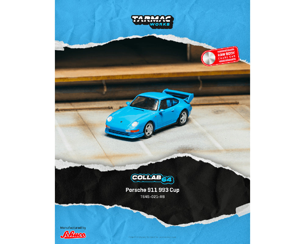 [Preorder] Tarmac Works x Schuco 1:64 Porsche 911 993 Cup – Riviera blue- Collab64 T64S-021-RB