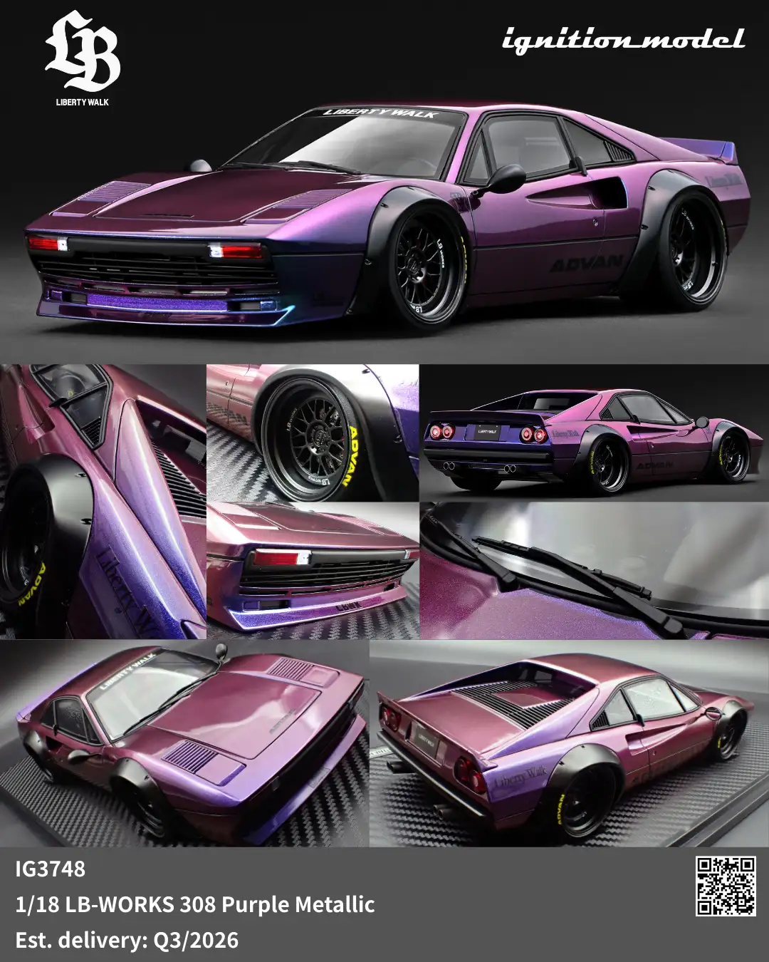 Ignition Model 1:18 LB-WORKS 308 Purple Metallic IG3748