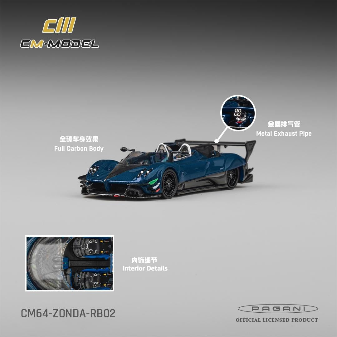 [Preorder] CM Model 1:64 Pagani Zonda Revolution Barchetta Blue Full carbon CM64-RB-02