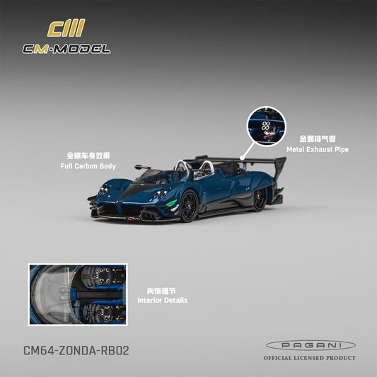 [Preorder] CM Model 1:64 Pagani Zonda Revolution Barchetta Blue Full carbon CM64-RB-02