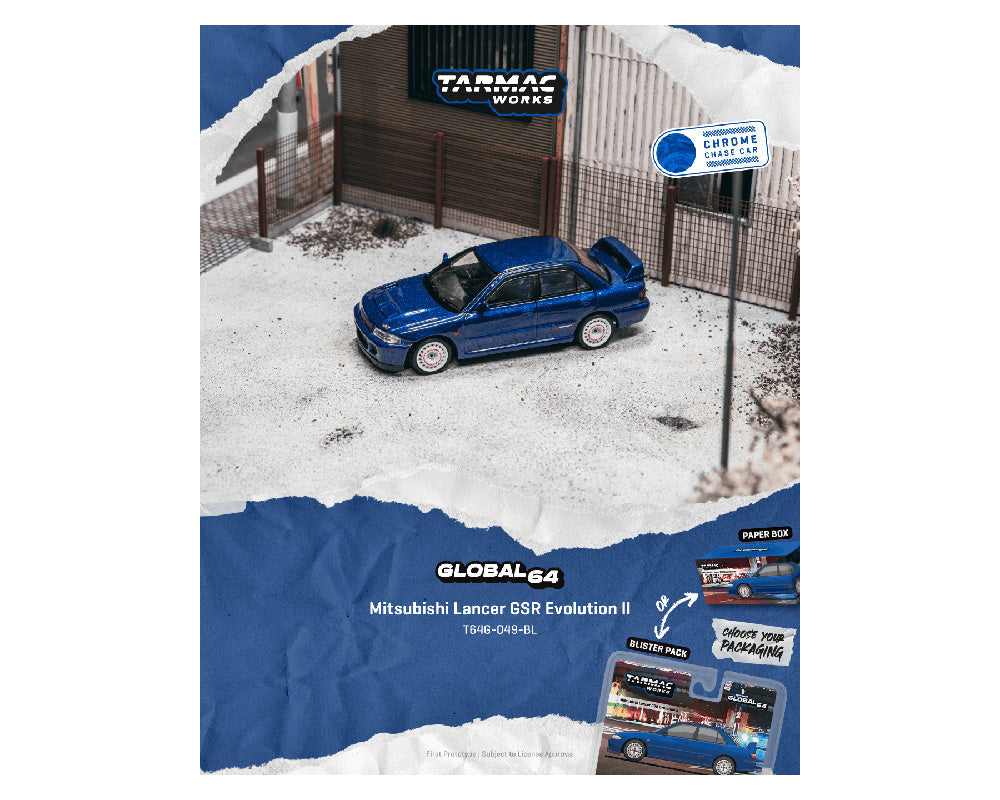 [Preorder] Tarmac Works 1:64 Mitsubishi Lancer GSR Evolution II – Blue T64G-049-BL-B