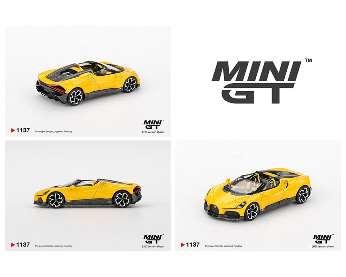 [Preorder] Mini GT 1:64 Bugatti W16 – Mistral Yellow MGT01137-BL