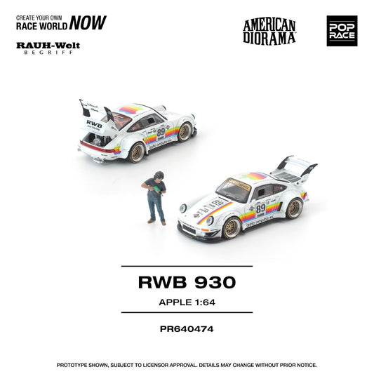 [Preorder] POPRACE 1:64 Porsche RWB 930 APPLE WITH FIGURE PR640474
