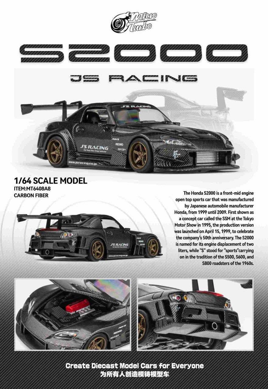 Microturbo 1:64 Custom S2000 JS Racing - Carbon Fiber Black MT6408A8