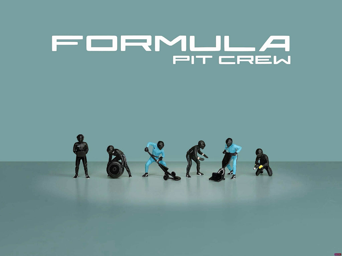 American Diorama 1:64 Formula Pit Crew Figures - Team Black AD-2444MJ