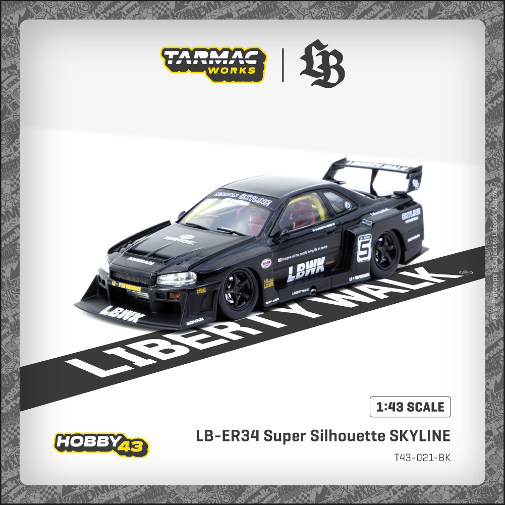 Tarmac Works 1:43 Nissan GT LB-ER34 Super Silhouette SKYLINE Black T43-021-BK