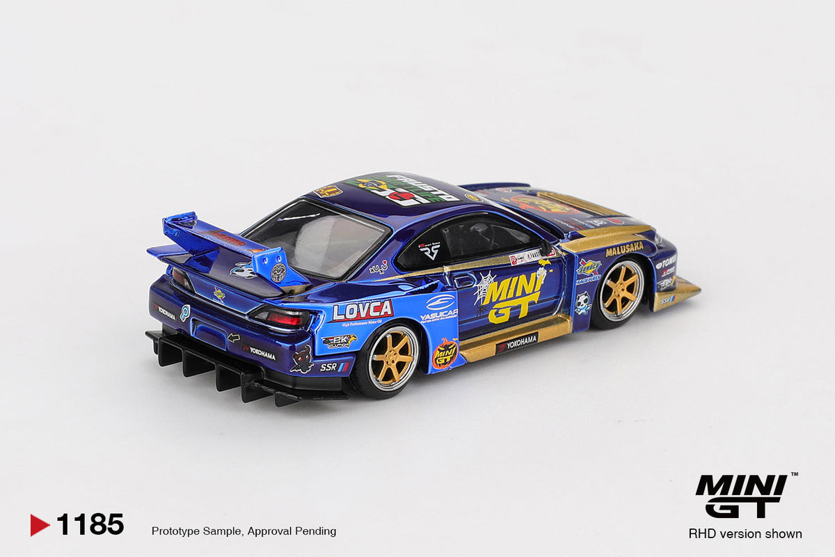 Mini GT 1:64 Nissan LB-Super Silhouette S15 SILVIA #555 Team MINI GT Liberty Walk 2025 Formula Drift Halloween Special MGT01185-BL